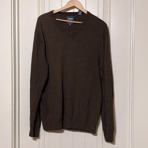 Men's Brown Vneck Cashmere Sweater